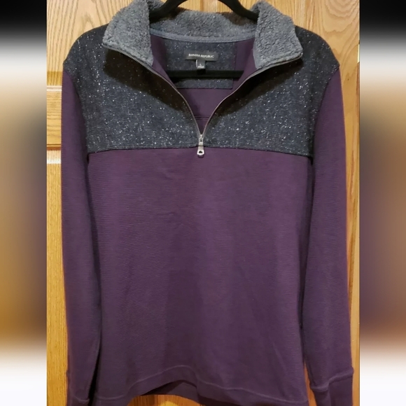 Banana Republic Pullover Mens XL Purple 1/4 Zip Sweater Long Sleeve Casual - Picture 1 of 9